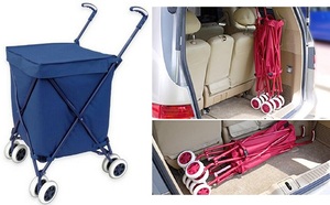 Chariot d'épicerie pliable avec roues et couverture amovible en tissu Panier Chariot à main - Product Image 6