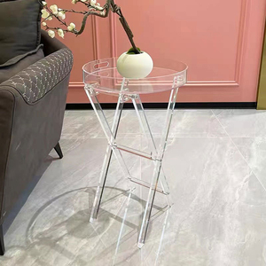 <strong>High</strong> Transparent Acrylic Coffee <strong>Table</strong> Round Desktop Living Room Sofa <strong>Side</strong> <strong>Table</strong> Balcony Small Coffee <strong>Table</strong> - Product Image 2