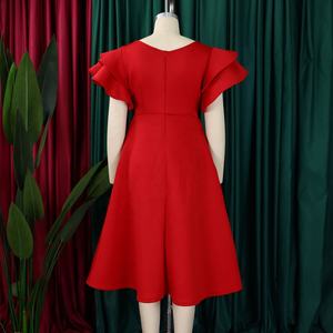 <span class=keywords><strong>Vestidos</strong></span> de Noche Elegantes de Verano con Volantes, Manga Corta, Cintura Alta, Línea A, Vestido de <span class=keywords><strong>Fiesta</strong></span> para Mujer - Product Image 5