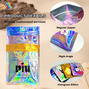 Custom Printing Smell Proof 3 Side Seal Mylar Bag Resealable Holographic Mylar Plastic Bag Handmade Jewelry Blind Packing Bag - Product Image 2