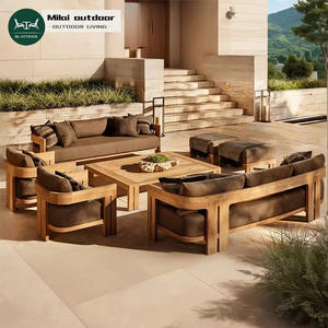 Furnitur ruang tamu luar ruangan, Set Sofa Set taman teras kayu jati tahan air luar ruangan mewah - Product Image 1