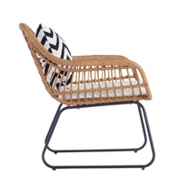 Vente en gros usine : Ensemble de salon de jardin 5 places en rotin et corde, avec chaises à dossier canné de style français, pour extérieur