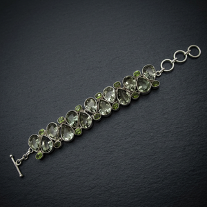 Vintage Classic Women's Tibetan Silver <b>Bracelet</b> Water Drop <b>Crystal</b> Rhinestone Claw Setting Geometric Chain Link Design Gift - Product Image 2