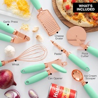 TOALLWIN outils de cuisine luxe or acier inoxydable cuillère à crème coupe-pizza fouet éplucheur ail presse ouvre cuisine gadgets ensemble