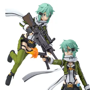 18Cm Anime Game Figuur Japanse Anime Zwaard Art Online Asada Shino Kan Veranderen Hoofden Battle Suit Staande Model Poppen Speelgoed Pvc