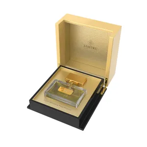 Luxury Design Gold High Gloss Lacquer Wooden French Perfume Packaging Box Customized Double Door Perfume Gift Display Box