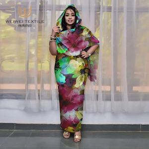 <span class=keywords><strong>Robe</strong></span> Musulmane Ethnique à Imprimé Numérique Vêtement Africain Abaya de Dubaï Tissu Voile Japonais Toub Soudanais pour Femme - Product Image 3