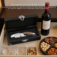 Tire-bouchon en bois d'olivier personnalisé avec embout en acier inoxydable dans un coffret en bois haut de gamme pour les anniversaires et Noël