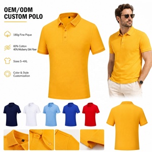 Camisa Casual de Manga Corta para Hombre, Marca Privada al por Mayor, 180g, Mezcla de Seda de Morera y Algodón, Piqué Fino, Logotipo Personalizado de Lujo, ODM - Product Image 1