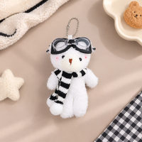 Porte-clés en peluche ours pilote mignon, accessoire de sac à dos pour fille, figurine jouet, petit cadeau