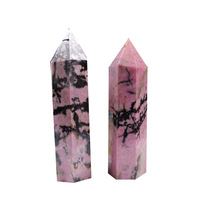 Cristal de diopside rose naturel, quartz rose, tourmaline rouge, pierre énergétique hexagonale à point unique, colonne d'ornement, cristal de fengshui