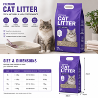 Sac d'emballage pour litière pour chat en bentonite, fond carré, résistant à l'humidité, 10 kg, 5 kg, avec poignée en plastique, logo personnalisé
