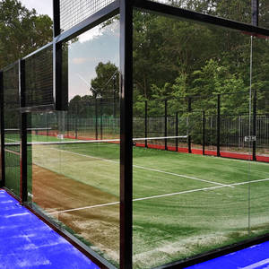 Vidrio Templado Laminado de Seguridad Personalizado con Orificio Cefalizado de 12mm y 13.52mm para Canchas de Squash, Tenis y Pádel - Product Image 1