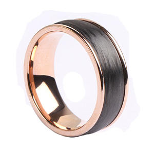 Bague TIZTI Bijoux en acier inoxydable et titane Bague incrustée en fibre de carbone 8MM Bague en carbure de tungstène pour hommes Bague de mariage - Product Image 6