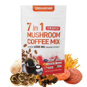 QINSHANTANG, частная марка, 7 в 1, Chaga, Льва, грива, кордицепс, кофейный порошок с пищевыми грибами, упакованный в барабан или бутылку - Product Image 1