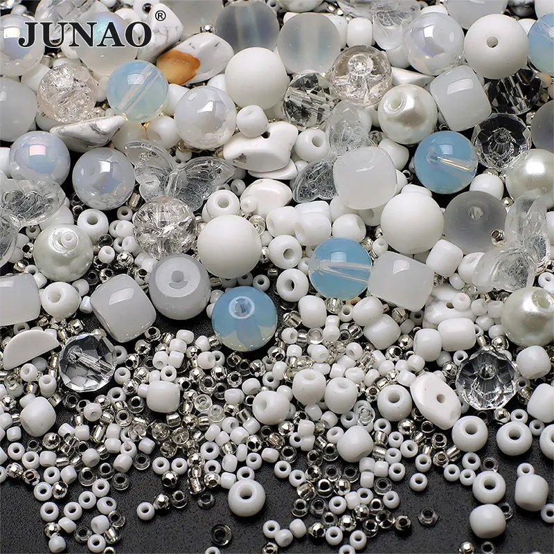 JUNAO New Arrival Colorful Crystals With Hole Multi-size Mix Wholesale Glass Beads Candy Mini Seed Beads For Bracelets Earrings