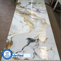Lembaran Marmer Berlapis UV PVC Panel Marmer PVC UV Kilap Tinggi untuk Dekorasi Rumah Sampel Gratis