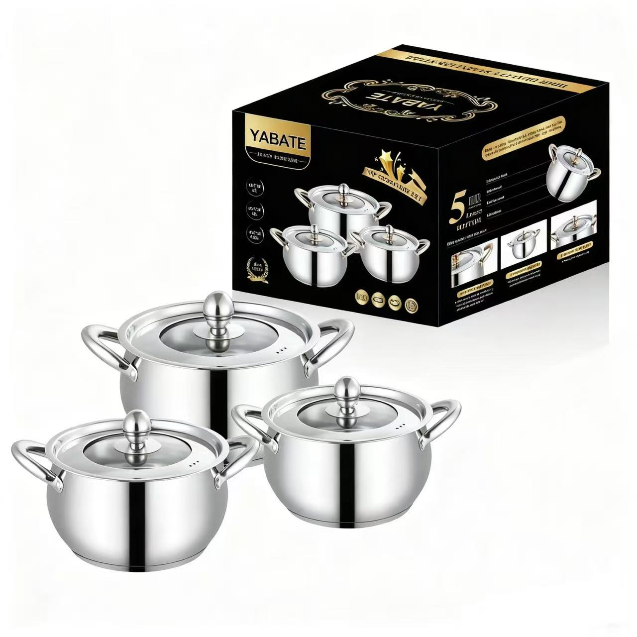 Style C/Silver Color/Apple shape style- 6 Pcs Cookware Set