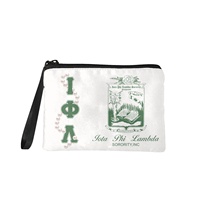 Porte-monnaie en gros avec lettres grecques de sororité, imprimé perles, fermeture éclair, pochette à poignet, logo personnalisé, cadeaux pour sœurs de sororité