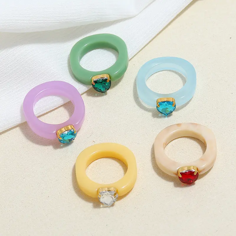 KinLing OEM anillo de resina acrilico candy colors rings resin chunky rings acrylic
