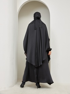 ชุดผ้าซาตินสำหรับผู้หญิงที่ออกแบบเองได้มีเนื้อผ้าที่มีน้ำหนักเบาทันสมัยและใช้งานได้หลากหลายจับง่ายเสื้อคลุมมุสลิมอาบายา - Product Image 3