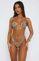 Ensemble de bikini brésilien triangle à rayures et imprimé animal pour femmes, avec cordon de serrage, 2 pièces, maillot de bain en spandex/nylon fait main, OEM
