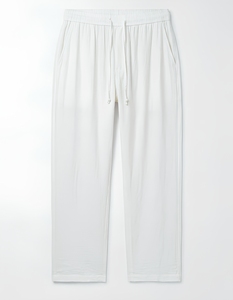 Pantalon en lin blanc pour homme, taille élastique avec cordon de serrage, décontracté, respirant, coupe droite, tissu léger, idéal pour l'été - Product Image 3