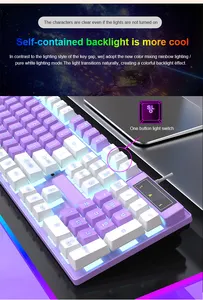 Настольный ПК Klavye, игровая Проводная клавиатура розового и фиолетового цветов, Rgb подсветка, Usb