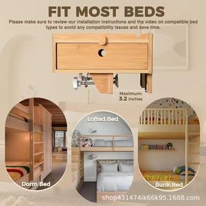 Estante extensible de bambú para la mesita de noche para ahorrar espacio en el dormitorio. Bandeja flotante de madera para la mesita de noche. - Product Image 4