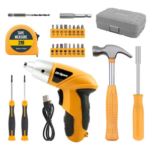 Juego de destornilladores inalámbricos de alta calidad, cinta métrica de 2 m, martillo de garra, kit de herramientas para reparación y renovación del hogar - Product Image 1