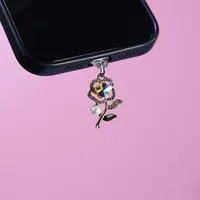 Prise anti-poussière de téléphone belle fleur couleur pierre accessoires de téléphone décoration pendentif pour iPhone pour Samsung type-c port de charge