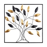 Décor mural à feuilles dorées et noires, livraison gratuite, feuilles métalliques, pour le salon, pour décorer la maison concis