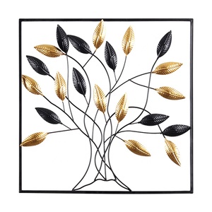 Décor mural à feuilles dorées <span class=keywords><strong>et</strong></span> noires, livraison gratuite, feuilles métalliques, pour le salon, pour décorer la maison concis - Product Image 6