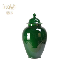 Vente en gros de pots en porcelaine verte vieillie pot de gingembre de temple en céramique décorative de peinture chinoise pour le stockage à domicile de style traditionnel - Product Image 4
