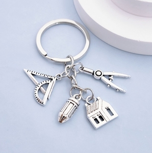 Nouvelle maison porte-clés boussole règle porte-clés <span class=keywords><strong>immobilier</strong></span> architecte porte-clés ingénierie étudiant cadeau - Product Image 4