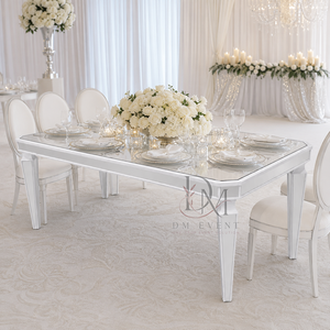 Mesa de Banquete Rectangular de Acero Inoxidable de Alta Gama con Tapa de Espejo y Patas Cónicas para Bodas y Eventos, Suministro al por Mayor - Product Image 2