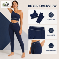 Ensemble de yoga 2 pièces uni pour femme, sans manches, avec short taille haute et leggings sculptants, asymétrique, écologique, pour la gym et l'été