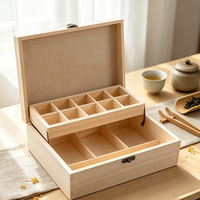 Boîte en bois avec plateau amovible, organisateur multi-compartiments, loquet métallique antique, rangement pour bijoux, vente en gros directe d'usine