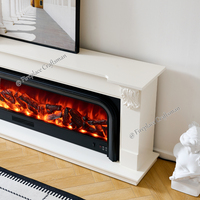 Cheminée électrique décorative à LED avec flamme artificielle, design moderne F-651S, support TV pour téléviseurs jusqu'à 78 pouces avec insert de cheminée électrique