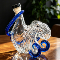 Bouteille en verre originale en forme de pieuvre, capacité 900-1000 ml, design durable, ajoute une touche artistique à la décoration de fête