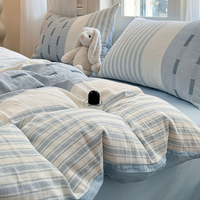 Parure de lit de luxe minimaliste en pur coton, adaptée aux nourrissons, douce et respirante, housse de couette et drap-housse, ensembles de literie haut de gamme
