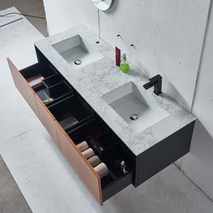 Wholesale Price Waterproof Bathroom Furniture Wall Mounted LED <b>Mirror</b> Cabinet Double Sink Bathroom <b>Vanity</b> Cabinet for Project - Product Image 2