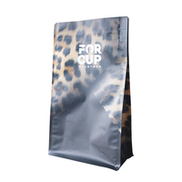 Sacs d'emballage personnalisés pour café, refermables avec fermeture éclair, fond plat, pour grains torréfiés, sachet de café à huit soudures latérales