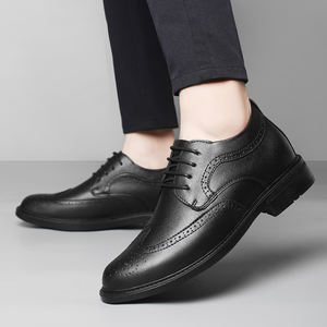 Zapatos Casuales de PU para Hombre, con Suela Gruesa y Elevación Invisible de 8 cm, Estilo Brogue Tallado, para Negocios, Bodas, con Suela de Goma - Product Image 3