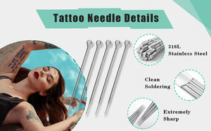 50ชิ้นเข็มสักแบบใช้แล้วทิ้งแบบดั้งเดิมเลือกโดยรวมวัสดุสแตนเลสสำหรับศิลปะบนเรือนร่างและการสัก - Product Image 3