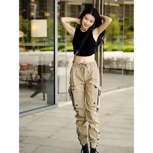 Pantalon cargo unisexe style américain, multi-poches, décontracté, pour le printemps et l'automne, pour l'extérieur et la ville, fonctionnel, tactique, taille mi-haute, nautique - Product Image 1
