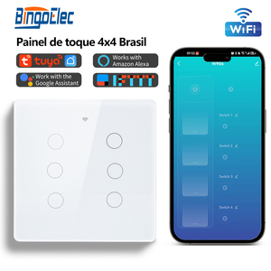 Bingoelecスマートライフ6ギャングWIFIタッチスイッチブラジル標準ビッグパネルLEDライトシングルポールリモコン220V 10A Max - Product Image 2