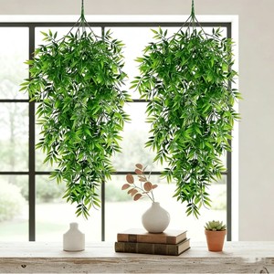 Scarecrow Artificial Greenery Hanging Palm <b>Leaves</b> Persian Fern Vines <b>Wall</b> Mounted Indoor Outdoor <b>Decor</b> Hotel Restaurant - Product Image 4