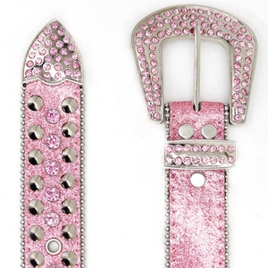 Western Luxury Herren Leder PU Kristall Strass Gürtel Designer mit Diamond Love Accessoires Hip-Hop Punk Trend Custom Gürtel - Product Image 3