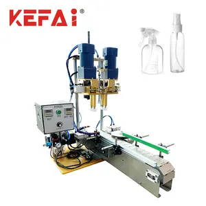 KEFAI Pneumatic Desktop Bottle Capping Machine With Conveyor 4 Roller Wheels Spray Bottle Capping Sealing Machine